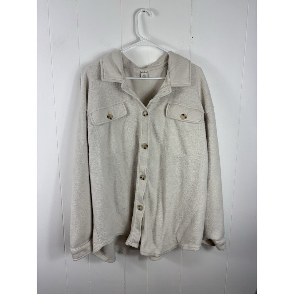 Wonderly Shirt Jacket Cream Outdoors Lagenlook Size XL Buttons